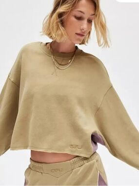 Urban Outfitters Out From Under Cozy Vibes Colorblock Cropped Sweatshirt Top M